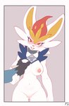 absurd_res ambiguous_gender anthro arm_spikes blush blush_lines border breast_grab breasts buckteeth butt_from_the_front cinderace clitoris collar crombie digital_media_(artwork) duo english_text female female/ambiguous female_focus first_person_view generation_4_pokemon generation_8_pokemon genitals grope guided_breast_grab hand_on_another's_breast hand_on_breast hi_res impregnation_request lagomorph looking_at_viewer lucario mammal nintendo nipples pokemon pokemon_(species) pussy simple_background solo_focus spikes spikes_(anatomy) teeth text white_border