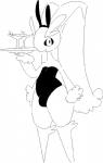 alcohol beverage bulge bunny_costume clothing costume femboy food fruit male olive_(fruit) plant redundancy solo toothpick whiteraff nintendo pokemon generation_4_pokemon lagomorph lopunny mammal pokemon_(species) black_and_white monochrome