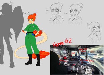 anthro black_boots black_clothing black_footwear boots chart claws clothing elbow_feathers eyelashes eyewear feathers female finger_claws footwear glasses gloves green_jumpsuit hair hair_bun hands_on_hips hands_on_own_hips handwear height_chart jumpsuit long_tail multicolored_body multicolored_feathers multicolored_hair orange_body orange_feathers orange_hair rectangular_glasses red_body red_feathers red_hair scales shoes short_hair smile snout solo tail tail_tuft tan_body tan_scales tuft two_tone_body two_tone_feathers two_tone_hair yellow_eyes ratherdevious cavemanon_studios snoot_game fan_character kaitlyn_(snoot_game) dinosaur dromaeosaurid feathered_dinosaur feathered_scalie microraptor prehistoric_species reptile saurischian scalie theropod 2025 absurd_res hi_res model_sheet