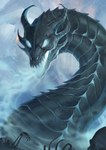 2023 ambiguous_gender blue_eyes digital_media_(artwork) dragon feral hi_res horn mythological_creature mythological_scalie mythology pechschwinge scales scalie solo