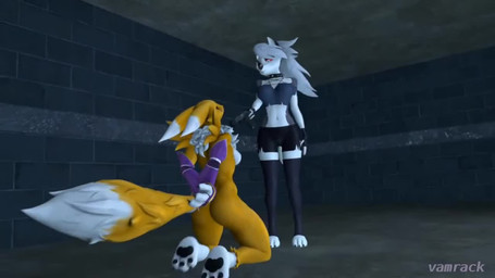 3_fingers 3_toes alternate_ending anthro arms_tied armwear athletic athletic_female barefoot barely_visible_genitalia barely_visible_vulva bottomwear bound breasts brick_wall bridal_gauntlets butt clothed clothed_female clothing curvy_figure defeated dodging duo execution fail feet female fingers fluffy fluffy_tail genitals gun handgun hotpants hourglass_figure kick leggings legwear looking_at_another martial_arts midriff natural_breasts navel nipples nude nude_female pistol pose ranged_weapon red_sclera ryona shorts sudden tail toes vulva wall_(structure) weapon vamrack warfaremachine_(modeler) bandai_namco digimon hellaverse helluva_boss mythology loona_(helluva_boss) warfare_renamon canid canid_demon canine demon digimon_(species) hellhound mammal mythological_canine mythological_creature renamon 3d_(artwork) 3d_animation animated digital_media_(artwork) short_playtime sound webm