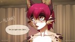 anthro cheek_tuft collaboration comic curtains deymos digital_media_(artwork) english_text facial_tuft felid feline female inside iskra kordi lynx mammal nude open_mouth pink_nose shaded solo sound_effects speech_bubble text tuft url