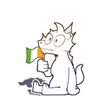 anthro bone_frill frill_(anatomy) irish_flag male simple_background sitting smile solo tail mangoyena mythology patrick_(lunchmeat) dragon gold_dragon mythological_creature mythological_scalie scalie 1:1 2021 digital_media_(artwork) hi_res