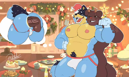 5_fingers anal anal_penetration anthro anthro_on_anthro anthro_penetrated anthro_penetrating anthro_penetrating_anthro backsack balls barazoku black_nose blue_body blue_fur bodily_fluids brown_body brown_fur bulge christmas_clothing christmas_headwear clothing cum cum_in_ass cum_inside duo fake_antlers fake_horns fingers from_front_position fur genital_fluids genitals hat hat_only headgear headgear_only headwear headwear_only holidays humanoid_genitalia humanoid_penis jockstrap looking_pleasured lying male male/male male_penetrated male_penetrating male_penetrating_male mating_press mostly_nude navel nipples on_back on_ground open_mouth penetration penile penile_penetration penis pink_nipples red_clothing red_hat red_headwear red_nose santa_hat sex standing standing_sex tenting underwear vein veiny_penis evilpaldo sound_warning daytonyeen_(va) bluey_(series) christmas bandit_heeler fido_(bluey) australian_cattle_dog bird_dog canid canine canis cattledog domestic_dog herding_dog hunting_dog labrador mammal pastoral_dog retriever 2025 2d_animation animated english_description hi_res huge_filesize long_playtime sound voice_acted
