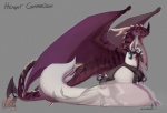 2013 accessories ambiguous_gender avoid_posting bag blue_eyes bridle claws dragon feral frisky_ferals fur horn kasper long_tail nika orange_eyes purple_scales scalie sefeiren size_difference standing stripes tassels thick_tail translucent white_fur wings wyvern
Rating: Safe
Score: 8
User: otterface
Date: August 13, 2013