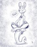 anthro balancing_on_tail biped bottomwear casual_exposure clothed clothing crossed_legs crosslegged_pose dessert doughnut eyes_closed food jewelry lotus_pose male meditation necklace pastry shorts sitting solo tail topless yin_yang flinters dax_(dax1) mammal mustelid otter 2019 4:5 blue_and_white hi_res monochrome