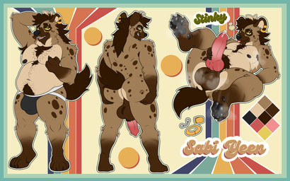 4_fingers 5_toes animal_genitalia animal_penis anthro armpit_hair armpit_tuft balls black_nipples bodily_fluids body_hair brown_body brown_fur butt canine_genitalia canine_penis chest_hair chest_tuft clothed clothing darkened_balls darkened_genitalia darkened_sheath duo erection eye_bags eyebrow_piercing facial_hair facial_piercing feet fingers footprint fur genital_fluids genitals hair half-closed_eyes hand_on_hip happy_trail jockstrap jockstrap_only knot long_hair looking_at_viewer looking_back male markings masturbation muscular muscular_anthro muscular_male musk musk_cloud musky_armpit musky_balls musky_feet musky_penis narrowed_eyes nipples nude open_mouth pawpads pawprint paws pecs penis penis_grab piercing precum presenting presenting_balls presenting_hindquarters presenting_penis pubes raised_leg raised_tail raising_butt ring_piercing seductive simple_background slightly_chubby smelly smile solo spots spotted_body spotted_fur standing tail teeth text toes tongue tongue_out topless tuft underwear underwear_only yellow_eyes woofington_gator sabi_(woofington_gator) badger canid canine canis domestic_dog hyena mammal mustelid musteline spotted_hyena absurd_res digital_media_(artwork) english_text hi_res model_sheet