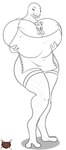 ambiguous_gender apron areola areola_slip between_breasts breasts clothed clothing duo eyelashes female feral fishnet_clothing fishnet_legwear floppy_ears front_view legwear logo nipple_outline standing tongue tongue_out romman08 alien alien_humanoid canid canine canis domestic_dog humanoid mammal 2019 artist_logo dated full-length_portrait hi_res portrait spot_color