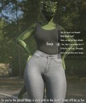 anthro bottomwear breasts clothing denim denim_bottomwear denim_clothing female futura_condensed_(font) horn jeans pants scales shirt solo tail tank_top text thick_thighs topwear coolmaster98 bethesda_game_studios microsoft skyrim the_elder_scrolls deeja argonian scalie 3d_(artwork) 5:6 absurd_res digital_media_(artwork) english_text hi_res