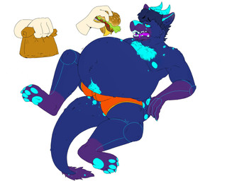 2_horns anthro belly big_belly bloated blue_body blue_chest_hair blue_fur blue_hair blue_markings blue_nipples blue_pawpads blue_sclera bodily_fluids body_hair boxer_briefs boxer_briefs_only burger chest_hair clothed clothing disembodied_hand drooling duo feederism feeding food fur ghost_hand hair happy_trail holding_burger holding_food holding_food_container holding_object horn looking_well-fed lying male markings nipples obese obese_anthro obese_male on_back overweight overweight_anthro overweight_male pawpads red_eyes saliva simple_background solo_focus stuffing tail tired topless underwear underwear_only white_background technocaster mythology jerome_(fillemupmutt) dragon mythological_creature mythological_scalie scalie 2022 5:4 digital_drawing_(artwork) digital_media_(artwork)