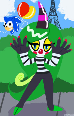 1_horn 5_fingers balloon blue_eyes bodypaint cheek_markings claws clothed clothing colored_fingernails colored_nails costume curled_tail eiffel_tower eyeshadow face_paint facial_markings female fingernails fingers france gesture green_hair hair hand_gesture head_markings holidays horn inflatable lips lipstick long_hair makeup markings mime nails narrowed_eyes partially_clothed pattern_clothing pattern_sweater pattern_topwear plant pose red_lips red_lipstick shrub sky small_waist solo striped_clothing striped_horn striped_sweater striped_topwear stripes sweater tail thick_lips toe_claws topwear turtleneck unimpressed white_face wide_hips yellow_eyeshadow yellow_sclera iamhughmungus halloween sega sonic_the_hedgehog_(series) sonic_the_hedgehog the_deadly_six zeena alien alien_humanoid demon demon_humanoid horned_humanoid humanoid zeti 2024 absurd_res digital_drawing_(artwork) digital_media_(artwork) hi_res lineless signature