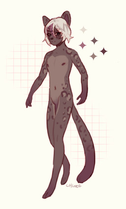 anthro fur genitals hair leopard_spots looking_at_viewer male nipples nude penis simple_background smile solo spots chloeelaw domestic_cat felid feline felis leopard mammal pantherine absurd_res digital_media_(artwork) hi_res model_sheet