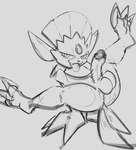 anthro anus balls biped butt claws erection forehead_gem gem genitals handstand humanoid_genitalia humanoid_penis looking_at_viewer male narrowed_eyes nude_anthro nude_male open_mouth open_smile penis presenting presenting_balls presenting_penis smile solo spread_legs spreading teeth toe_claws tongue tongue_out darkluxia nintendo pokemon generation_4_pokemon pokemon_(species) weavile absurd_res hi_res monochrome sketch