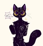 anthro black_body black_eyes black_fur fur male nude_anthro nude_male slim_anthro slim_male solo yellow_sclera bunonthemoon domestic_cat felid feline felis mammal 2023