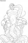 abdominal_bulge female genitals not_furry open_mouth penetration pussy sex tentacle_sex tentacles vaginal vaginal_penetration thechurroman digital_extremes tencent warframe nidus_(warframe) grineer human infested_(warframe) mammal digital_media_(artwork) hi_res line_art monochrome