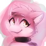 anthro biped black_collar collar countershade_face countershading eyelashes female fur hair inner_ear_fluff looking_at_viewer multicolored_body multicolored_fur pink_body pink_ears pink_fur pink_hair smile smiling_at_viewer snout solo tuft two_tone_body two_tone_fur white_body white_countershading white_fur white_inner_ear white_inner_ear_fluff white_nose yellow_eyes darkmirage quetzalli_(darkmirage) assimilative_feline domestic_cat felid feline felis mammal 1:1 2024 digital_media_(artwork) portrait