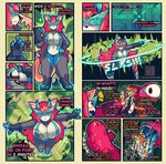 anthro biped blue_eyes blue_paws bodily_fluids breasts clothed clothing dialogue drooling duo female femboy feral forest fur hair horn jungle kemono long_hair looking_at_viewer male open_mouth oral_vore plant psychic psychic_powers regurgitation saliva size_difference sound_effects spitting tail teeth text tongue tongue_out topwear tree vore nagifur mythology nagi_(nagifur) somni_(nagifur) alien felid feline mammal mythological_creature comic digital_media_(artwork) english_text hi_res pixel_(artwork) story story_in_description