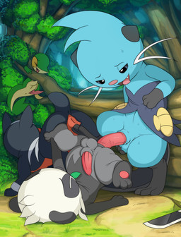 3_toes anal anal_penetration animal_genitalia animal_vulva anus ball_fondling balls canine_genitalia canine_vulva dominant feet female feral feral_on_feral fondling forest genitals grope group hindpaw knife larger_dom male male/male male_penetrated male_penetrating male_penetrating_male masturbation pawpads paws penetration penile penile_masturbation penis piledriver_position pink_pawpads plant sex size_difference soles toes tongue tongue_out tree vulva conditional_dnp tricksta nintendo pokemon psycho_snivy dewott generation_2_pokemon generation_5_pokemon generation_6_pokemon houndour pancham pokemon_(species) snivy absurd_res hi_res
