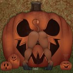 anthro anus butt creepy female food fruit genitals holidays hooves jack-o'-lantern nude plant pumpkin pussy raised_tail rear_view solo stuck tail thehuntingwolf halloween glory moomoo bovid bovine cattle mammal 1:1 digital_media_(artwork) hi_res