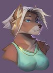 anthro breasts brown_body brown_fur ear_piercing eyebrows eyelashes female fur hair piercing solo vagabondbastard canid canine canis domestic_dog mammal digital_media_(artwork) hi_res