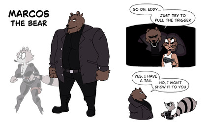 anthro belt belt_buckle big_breasts big_butt black_clothing bodysuit boots breasts buckle butt clothed clothing coat creepy_face cuff_(restraint) detective duo female female_anthro femme_fatale footwear fur gun handcuffs high_heeled_boots high_heels huge_breasts jacket male markings metal_cuffs overweight police pouch_(clothing) raccoon_tail ranged_weapon resting_bitch_face restraints scary shocked shoes simple_background skinsuit stripes tail tail_markings tall_male text thief tight_clothing topwear weapon diegutan marcos_the_bear uva_the_raccoon bear brown_bear mammal procyonid raccoon ursine aliasing binary_drawing digital_drawing_(artwork) digital_media_(artwork) english_text hi_res model_sheet reference_image