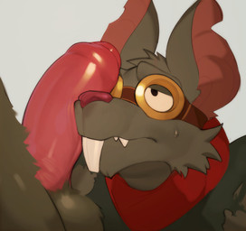 anthro balls big_penis bodily_fluids brown_body brown_fur buckteeth duo erection eyewear foreskin fur genitals goggles humanoid_genitalia humanoid_penis male male/male notched_ear penis penis_on_face simple_background sweat sweatdrop teeth thick_penis kogito league_of_legends riot_games tencent tucci twitch_(lol) mammal murid murine rat rodent hi_res