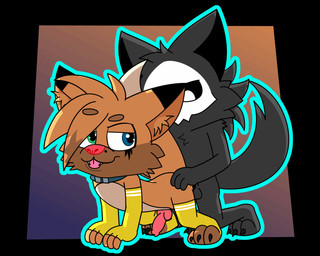 anal anal_penetration animal_genitalia animal_penis anthro anthro_on_anthro black_body black_fur brown_body brown_fur butt canine_genitalia canine_penis erection femboy from_behind_position fur genitals male male/male male_penetrated male_penetrating male_penetrating_male penetration penis sex solo tail tongue tongue_out yoyan_fox changed_(video_game) puro_(changed) 2d_animation 5:4 animated hi_res loop adult_(lore)