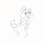 anthro backless_clothing butt clothed clothing female looking_back shaking_butt simple_background smile solo white_background bbravaa animal_crossing nintendo isabelle_(animal_crossing) canid canine canis domestic_dog mammal shih_tzu toy_dog 1:1 2d_animation animated loop short_playtime sketch