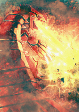 biped black_sclera breath_powers claws debris elemental_manipulation feral fire fire_breathing fire_manipulation open_mouth red_body sharp_teeth smoke solar_beam solo spikes teeth yellow_eyes higa-tsubasa nintendo pokemon generation_3_pokemon groudon legendary_pokemon pokemon_(species) 2021 absurd_res digital_media_(artwork) hi_res orange_theme