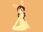 anthro braided_hair butt female hair loli orange_background scut_tail short_tail simple_background solo tail young young_anthro orenjipiiru cucumber_quest almond_(cucumber_quest) lagomorph leporid mammal rabbit 4:3 lineless