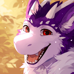 ambiguous_gender anthro arm_tuft cheek_tuft facial_tuft fur glistening glistening_eyes hair happy horn inner_ear_fluff looking_at_viewer open_mouth open_smile purple_body purple_fur purple_hair red_eyes short_hair shoulder_tuft simple_background smile solo teeth tuft unsigned white_body white_fur white_horn white_inner_ear_fluff corzh77 mythology dragon furred_dragon furred_scalie mythological_creature mythological_scalie scalie 1:1 bust_portrait detailed hi_res icon portrait