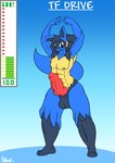 after_transformation anthro bangs flexing food fruit genitals hair knot male mature_male muscular nut_(fruit) pecs penis plant ponytail smile smirk solo tail text tf_drive transformation d-6alaxy nintendo pokemon legacy_(linkthehero5555) generation_4_pokemon lucario pokemon_(species) english_text hi_res