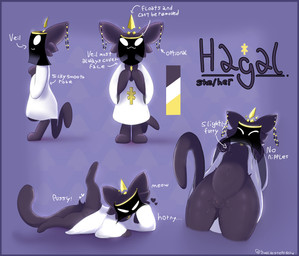 anthro biped blue_border bodily_fluids border clitoris clothed clothing dark_body dark_fur female fluffy fur genital_fluids genitals gesture gold_(metal) gold_jewelry hagal_(twelve_steps) jewelry lying markings no_underwear obscured_face on_side pendants pronouns raised_robe robe runes solo standing suggestive suggestive_gesture tail text vaginal_fluids veil vulva twelve_steps mammal unknown_species absurd_res digital_media_(artwork) english_text hi_res krita_(artwork) model_sheet