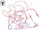 absurd_res anthro doggystyle duo female french_kissing from_behind_position hi_res hybrid izzy_(disambiguation) johnny_(disambiguation) juandelcoyote.inc kissing lying on_front sabela_the_lizzard_mouse sex sketch