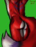 absurd_res anthro butt butt_focus canid canine fox fur hermesdidit hi_res majira_strawberry male mammal multicolored_body multicolored_fur muscular muscular_anthro muscular_male rear_view simple_background sketch solo youtuber