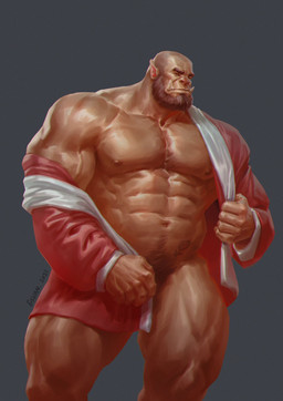 abs barazoku beard clothed clothing facial_hair holidays male muscular muscular_humanoid muscular_male nipples partially_clothed pecs pubes red_clothing solo vein 6suan christmas humanoid orc hi_res unavailable_at_source