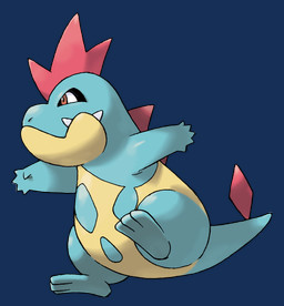 ambiguous_gender blue_body blue_tail fangs front_view narrowed_eyes red_eyes side_view simple_background snaggle_teeth solo tail teeth three-quarter_view transparent_background yellow_body ken_sugimori nintendo pokemon crocodilian croconaw generation_2_pokemon pokemon_(species) reptile scalie alpha_channel full-length_portrait hi_res official_art portrait