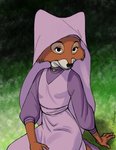 anthro clothed clothing dress female headdress purple_clothing solo veil wimple bhawk disney robin_hood_(disney) maid_marian canid canine fox mammal red_fox true_fox