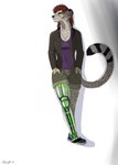 anthro breasts brown_hair claws clothed clothing female fluffy fluffy_tail fur hair multicolored_body multicolored_fur prosthetic prosthetic_leg prosthetic_limb simple_background solo tail two_tone_body two_tone_fur white_background tashalisets cheetah felid feline mammal hi_res