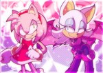 accessory anthro breasts clothing duo eye_contact eyeshadow female fur gloves hair_accessory hairband half-closed_eyes handwear looking_at_another makeup membrane_(anatomy) membranous_wings narrowed_eyes smile tan_body tan_skin thin_thighs white_body white_fur wings just_icy netflix sega sonic_prime sonic_the_hedgehog_(series) amy_rose rouge_the_bat bat eulipotyphlan hedgehog mammal signature