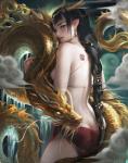2017 accessory ambiguous_gender animal_humanoid asian_mythology bikini bikini_top black_eyes black_hair bottomwear braided_hair breasts brown_hair chinese_zodiac clothed clothing cloud crown detailed_background dragon dragon_humanoid duo ear_piercing east_asian_mythology eastern_dragon eastern_dragon_humanoid elf embrace empty_eyes female feral fog glowing glowing_eyes gold_scales hair hair_accessory headgear horn hug humanoid looking_at_viewer looking_back mammal mythological_creature mythological_scalie mythology piercing pointed sakimichan scalie side_view skimpy skirt smile standing swimwear tattoo tiara year_of_the_dragon