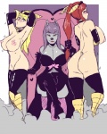 anthro big_breasts blush breasts female female/female group latex looking_at_viewer nipples sitting smile standing shishikasama fairy_tail erza_scarlet lucy_heartfilia animal_humanoid canid canine humanoid mammal 4:5