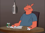 3_fingers alcohol announcer anthro beer belly beverage big_belly biped black_markings can chair claw_fingers claws clenched_teeth clothed clothing container dialogue dizzy drunk electronics fangs fingers front_view furniture grey_background grey_clothing grey_shirt grey_topwear half-closed_eyes head_wings inside male markings microphone narrowed_eyes on_chair open_mouth overweight overweight_anthro overweight_male paper red_body red_skin shirt simple_background sitting sitting_on_chair slightly_chubby slightly_chubby_male solo substance_intoxication table teeth three-quarter_view tongue topwear unusual_wing_placement weight_gain white_claws wings yellow_eyes fattydragonite bandai_namco digimon skullgirls fan_character digimon_(species) guilmon 2017 2d_animation 4:3 animated digital_drawing_(artwork) digital_media_(artwork) english_audio frame_by_frame short_playtime sound voice_acted webm