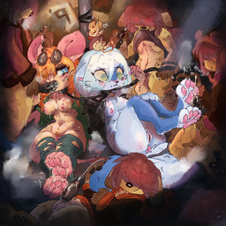 4_toes anthro anus blush bodily_fluids bottomless bottomless_female bottomless_male breasts butt captured cigarette cigarette_in_mouth claws clothed clothing collar cum cum_drip cum_in_mouth cum_inside cum_on_breasts cum_on_face cum_on_feet cum_on_paw cum_on_pawpads digitigrade dripping ejaculation eyewear eyewear_on_head feet female forced gangbang genital_fluids genitals group group_sex holding_leash holding_object holding_paw hoodie hoodie_only jacket knees_up leash leashed_collar legwear male male/female nipples object_in_mouth open_clothing open_jacket open_topwear oral oral_penetration panties panties_down partially_clothed pawpads paws penetration penis pink_anus pink_nipples pink_pawpads pink_vulva pubes rape restrained sex sitting smoking smoking_cigarette standing stockings sunglasses sunglasses_on_head tied_to_pole toe_claws toes topwear topwear_only torn_clothing underwear underwear_down vulva nihilochannel flummery strom_(nihilochannel) domestic_ferret herpestid mammal meerkat mouse murid murine mustelid musteline rodent true_musteline weasel 1:1 digital_drawing_(artwork) digital_media_(artwork) hi_res