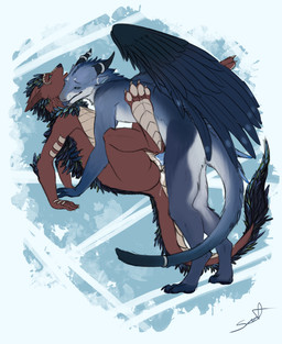 2_horns 4_toes abstract_background accessory anthro anthro_on_anthro anthro_penetrated anthro_penetrating anthro_penetrating_anthro anus arm_tuft barely_visible_pawpads biped black_body black_feathers black_horn black_nose blue_body blue_feathers blue_fur blue_penis blue_tongue bodily_fluids breasts brown_body brown_feathers butt claws countershade_face countershade_fur countershade_legs countershade_neck countershade_scales countershade_tail countershade_thighs countershade_torso countershading dewclaw digitigrade duo elbow_tuft erection eyebrows eyelashes feather_hair feather_mane feathered_wings feathers feet female female_penetrated finger_claws fingers from_front_position fur furgonomics genital_fluids genitals grey_body grey_fur grey_pawpads grey_scales hair half-closed_eyes hand_on_another's_back hand_on_back horn horn_jewelry horn_ring jewelry leaning leaning_forward legs_up licking licking_another licking_partner looking_pleasured lying male male/female male_penetrating male_penetrating_female medium_breasts narrowed_eyes non-mammal_breasts nude on_back open_mouth pawpads paws penetration penile penile_penetration penis penis_in_vagina pointy_ears pseudo_hair pseudo_mane reclining ring ring_(jewelry) scales scuted_hands scutes sex side_view simple_background sitting smooth_horn snout spread_legs spreading standing tail tail_accessory tail_jewelry tail_ring tapering_tail toe_claws toes tongue tongue_out tuft underpaw vaginal vaginal_fluids vaginal_penetration ventral_scales vulva wavy_horn wings jadedragoness european_mythology mythology carina_(crimsonleonore) suunto dragon feathered_dragon feathered_scalie furred_dragon furred_scalie hybrid mythological_creature mythological_scalie scalie western_dragon wingless_dragon 2017 digital_drawing_(artwork) digital_media_(artwork) digital_painting_(artwork) flat_colors painting_(artwork) signature