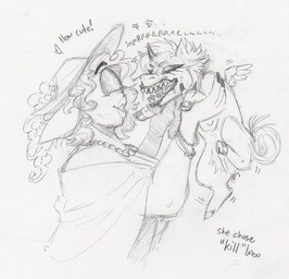 angry big_breasts bracelet breasts clothed clothing curly_hair duo eyebrows eyeliner feathered_wings feathers female female_feral female_humanoid feral fingernails fur hair hat headgear headwear heart_symbol holding_another hooves horn humanoid_hands jewelry lips makeup mane nails necklace sharp_teeth small_wings snarling tail teeth text thick_lips unguligrade wings ed_mortis fluffy_pony mythology claire_(ed_mortis) cyclops equid equine fluffy_pony_(species) humanoid mammal mythological_creature mythological_equine winged_unicorn 2022 english_text graphite_(artwork) greyscale handwritten_text monochrome sketch traditional_media_(artwork)