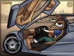 5_toes anthro barefoot bottomwear car clothed clothing eyewear feet female fingers footwear hair humanoid_feet inside_car inside_vehicle looking_at_viewer pants plantigrade sandals shirt shoes sitting smile solo sunglasses tail toes topwear vehicle wu_capy mclaren mclaren_f1 lumi_kivinen_(wu_capy) canid canine canis fox mammal digital_media_(artwork) hi_res
