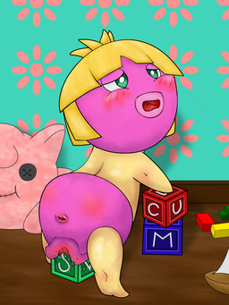 anus block blush butt female genitals green_eyes improvised_sex_toy letter_block lips penetration solo toy_block vaginal vaginal_penetration vulva young young_female young_humanoid joe123123123 nintendo pokemon generation_2_pokemon humanoid pokemon_(species) smoochum 3:4