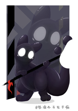 3_fingers 3_toes black_body feet fingers glowing glowing_eyes holding_melee_weapon holding_object holding_polearm holding_spear holding_weapon melee_weapon polearm rebar solo spear toes weapon white_eyes douershi rain_world videocult slugcat hi_res