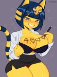 anthro big_breasts body_writing bottomwear bra breasts cleavage clothed clothing female heart_eyes heart_symbol panties skirt solo underwear xabelha animal_crossing nintendo ankha_(animal_crossing) domestic_cat felid feline felis mammal 3:4 absurd_res hi_res